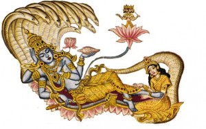 afb. Narayana (Vishnu) -Yoga Nidra-de yoga slaap